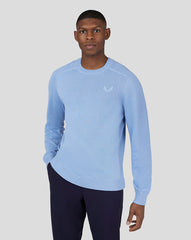 Golf Knitted Crew Neck Sweatshirt - Sky Blue Knitted Sweatshirt for Golfers