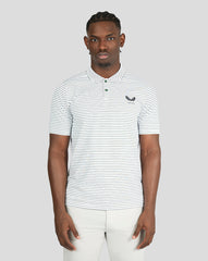 Hunter White/Green Golf Stripe Polo - Stylish White and Green Stripe Polo