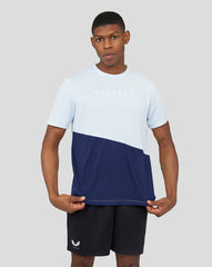 Men's Ice Blue Colourblock Asymmetric Tee - Stylish Sports Tee for Active Performance