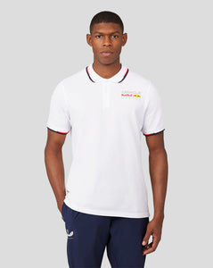 Oracle Red Bull Racing Unisex Core Polo Full Colour Logo - White - Red Bull Racing Logo Polo Shirt